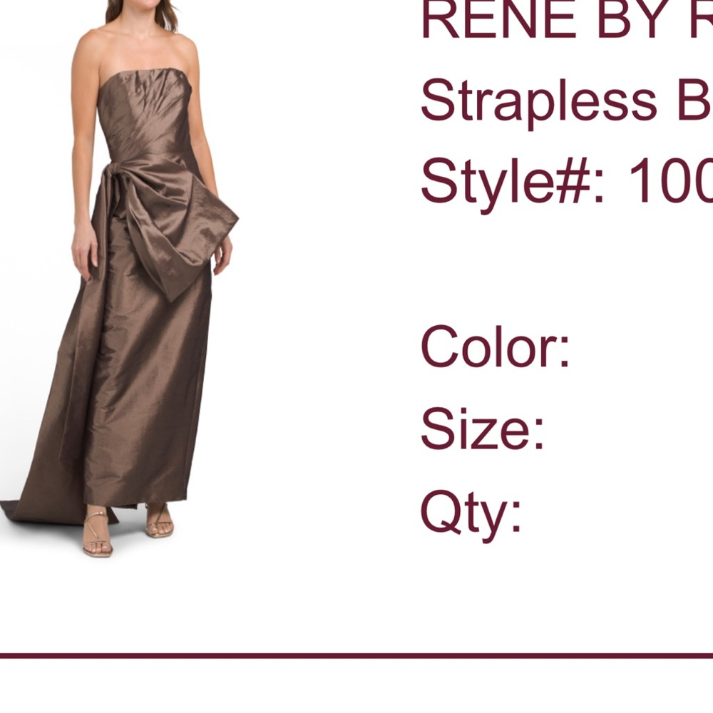 Rene Rofe Brown Strapless Midi Dress